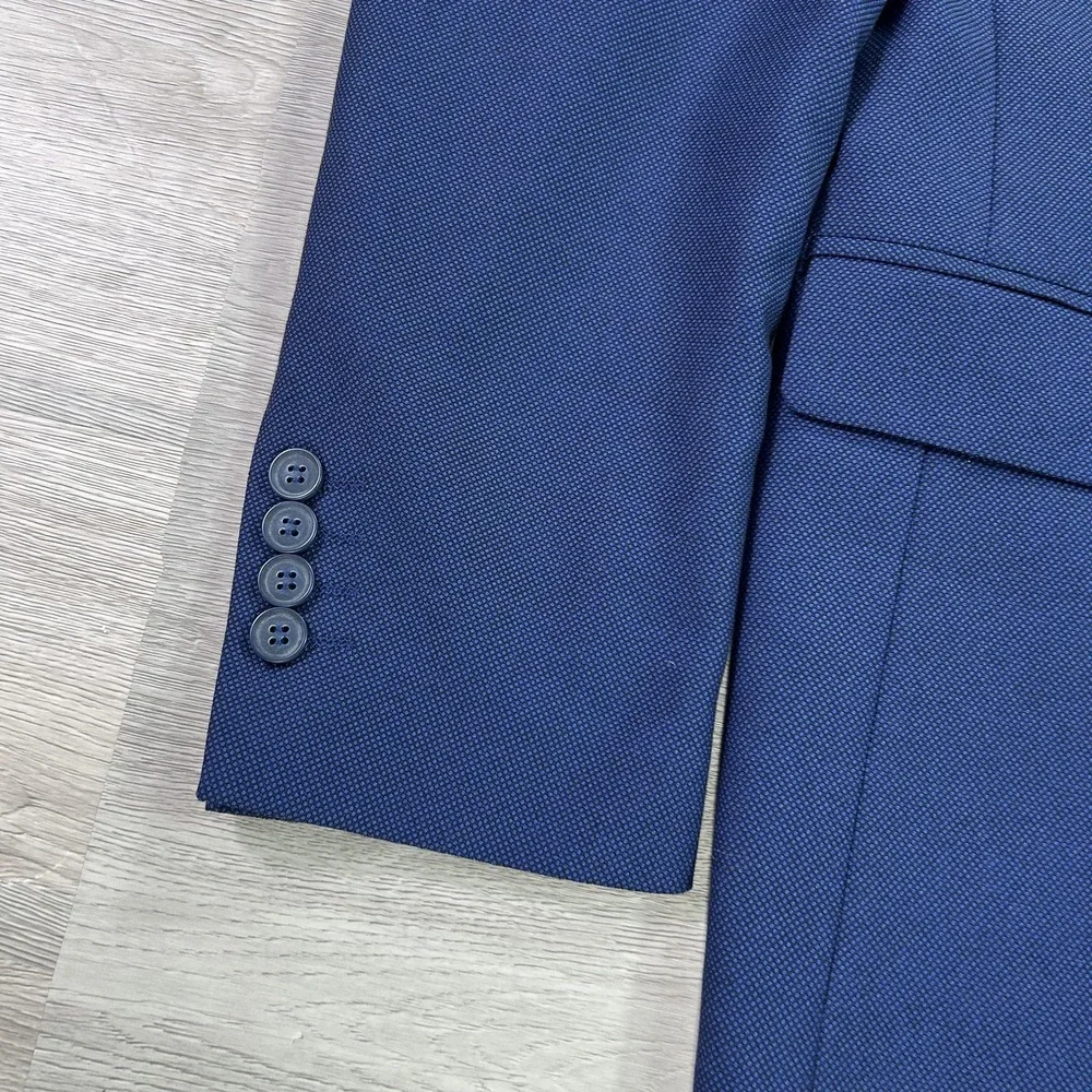 Alain Dupetit Suit Jacket Mens‎ 36R Blue Rayon Blend 2 Button Dress Blazer